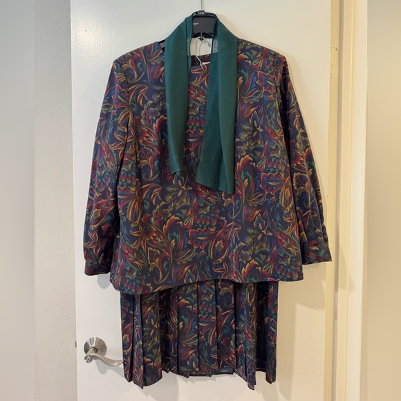 Kasper vintage midi skirt and blouse set women size 18 - Picture 1 of 14